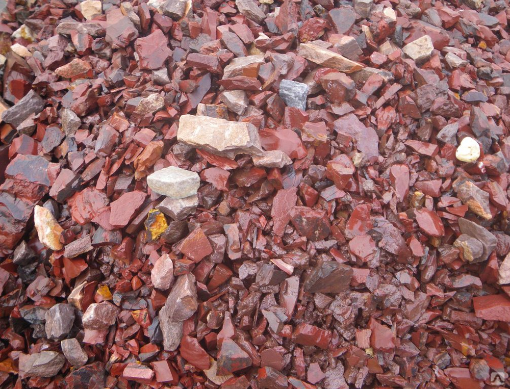  Щебень крошка красный (ЯШМА) фр. 5-10 мм.  купить  в Санкт-Петербурге крошка каменная яшмы красный, бордовый, темно-красный декоративная крошка ландшафтная каменная яшмоидная 6 600 руб/т   фото 