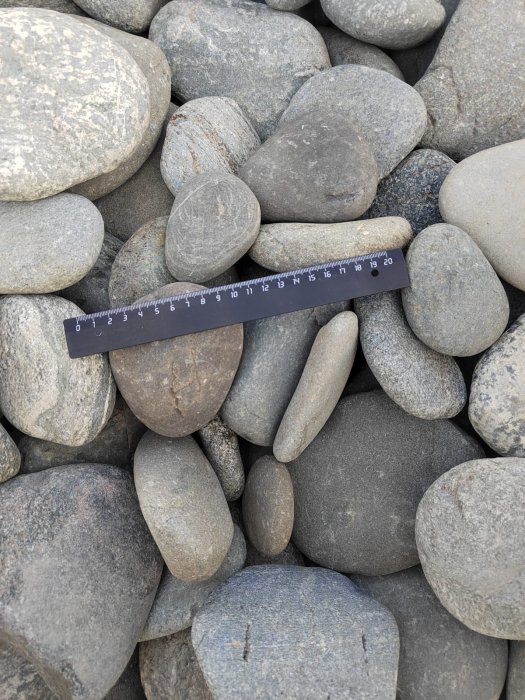  Галька речная плоская (серо-белая) фр. 70-120 мм. купить  в Санкт-Петербурге  галька галечник речной серый, белый окатанная плоская  природная галька 7000 руб/т   фото 